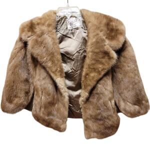 Wilibel VINTAGE mink Cape Capelet Fur Stole pockets collared One Size Wrap 1950